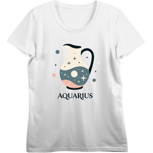 Aquarius Zodiac Pitcher With Water Adult Crew Neck Short Sleeve Tee - 1 of 3
