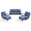 POCASSY 5PCS Outdoor Patio Furniture Set All-Weather Wicker Couch with Patio Swivel Rocking Outdoor Chairs and Ottomans, Patio Sofa Set for Backyard - 2 of 4