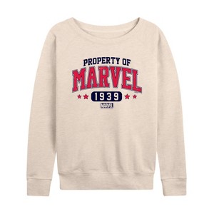 Women's - Marvel - Property Of Lightweight French Terry Wide Neck Long Sleeve Shirt - 1 of 4