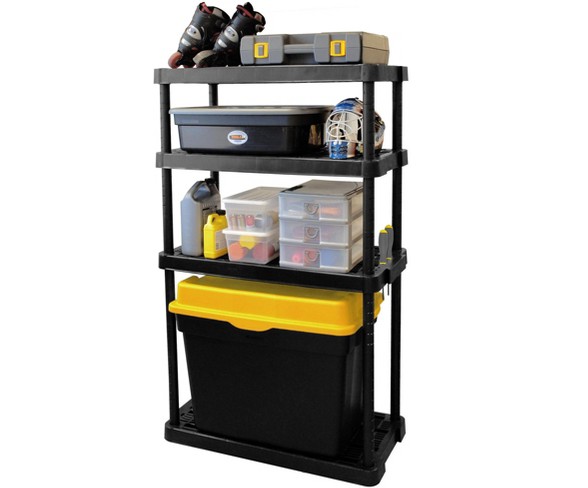 Gracious Living Extra Wide Light Duty Indoor Garage Shelves, Black (6 Pack)