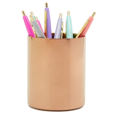 Metal Pencil Holder, Makeup Brush Stationery Organizer Pen Cup, Rose Gold