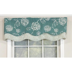 RLF Home Pouf Floral Glory 3" Rod Pocket Layered Window Valance, 50" x 16" - 1 of 4
