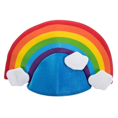 Blue Panda Rainbow Plush Costume Hat, Neon Head Cover, Halloween Party Hats, 24 in