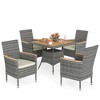 Patio Dining Sets for 4, All Weather Rattan Outdoor Table and Chairs with Acacia Wood Tabletop - 2 of 4