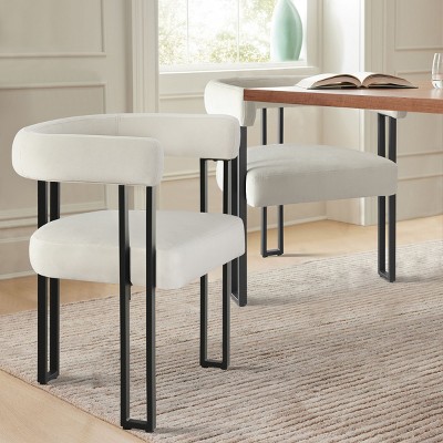 Mia Velvet Dining Chairs Set of 2, Modern Design Armrest Dining Chair with Three Legs for Dining Room, Indoor Furniture - Maison Boucle