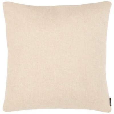 Beige and Blue Embroidered Cotton Floral Pillow, 20" x 20"