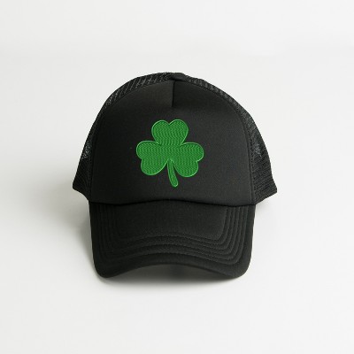 Simply Sage Market Embroidered Clover Foam Trucker Hat - Black