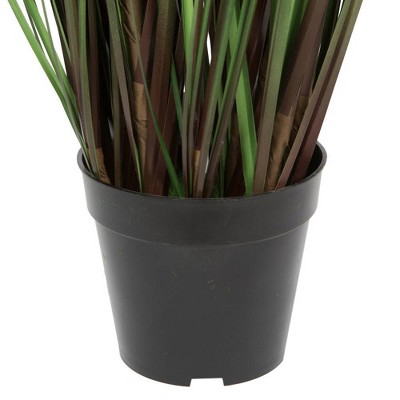 Lifelike 48" Green Grass and Cattails Potted Arrangement in Black Planter