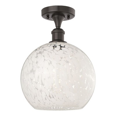 White Mouchette - 1 Light Semi-Flush Mount In Modern Style-13 Inches Tall and 10 Inches Wide