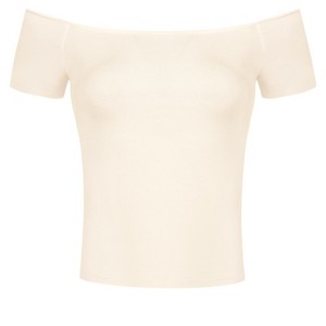 INSPIRE CHIC Women's Short Sleeves Off The Shoulder Stretchy Fabric Solid Crop Top - 1 of 4