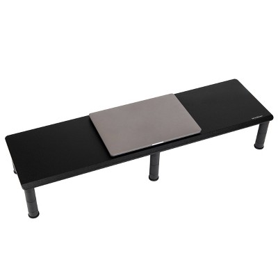 Black Adjustable MDF Dual Monitor Desktop Stand