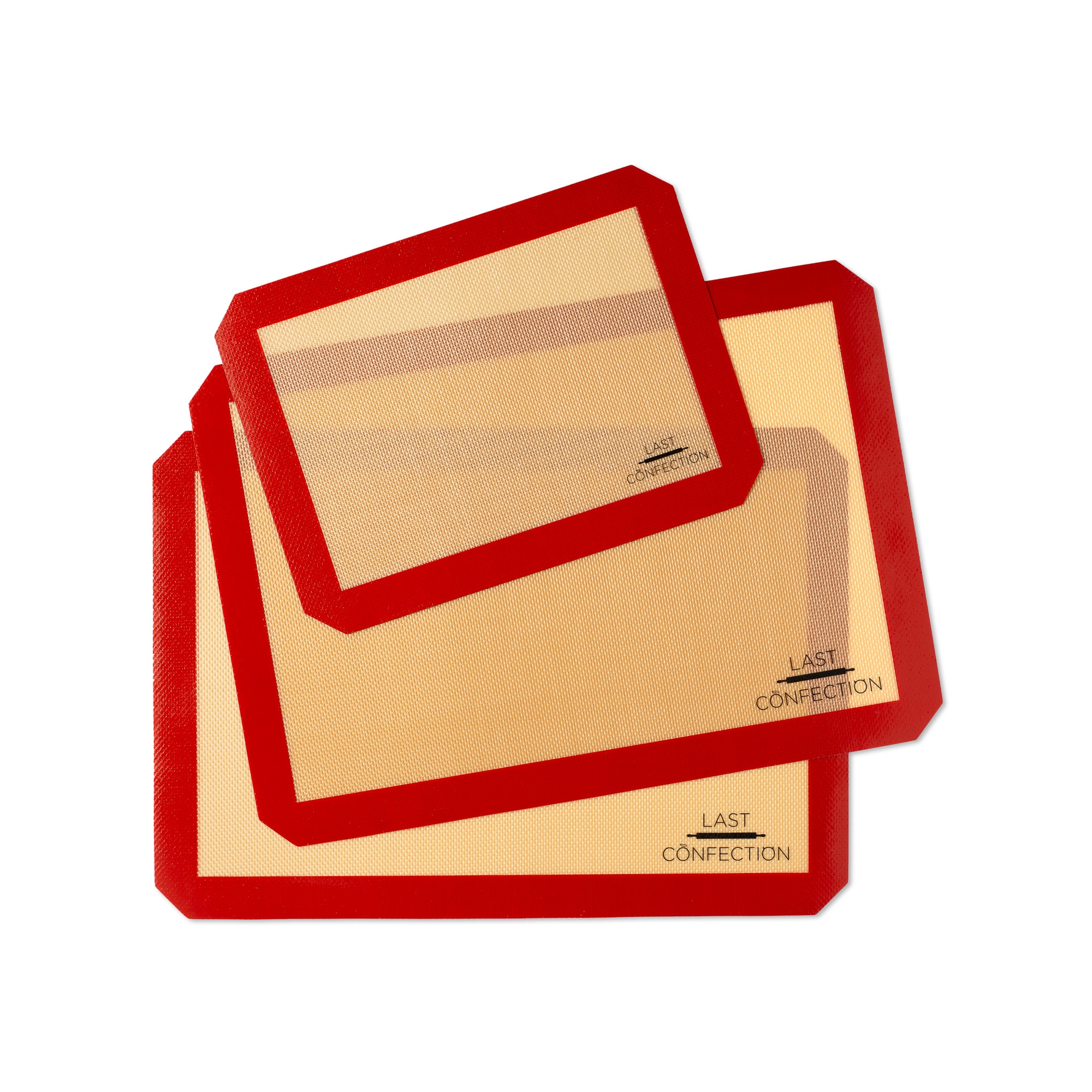 Last Confection Silicone Baking Mats, 2 Half Sheet and 1 Quarter Sheet - Set of 3 Non-Stick Professional Food Safe Tray Pan Liners