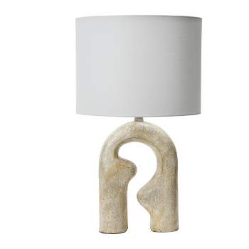 Storied Home Modern Abstract Sculptural Table Lamp with Drum Shade