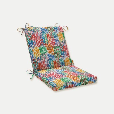 Make It Rain Squared Corners Outdoor Chair Cushion Zinnia Blue - Pillow Perfect: Weather & Fade-Resistant, Tie-On Design