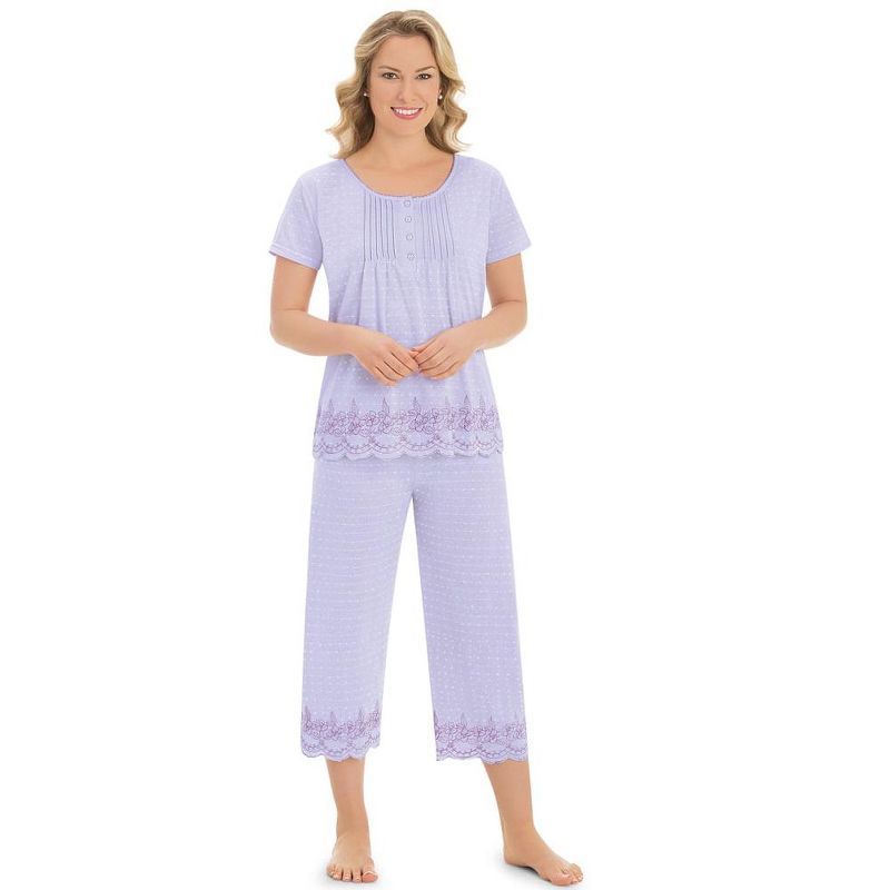 Collections Etc Embroidered Border Pajama Set, 4 of 5
