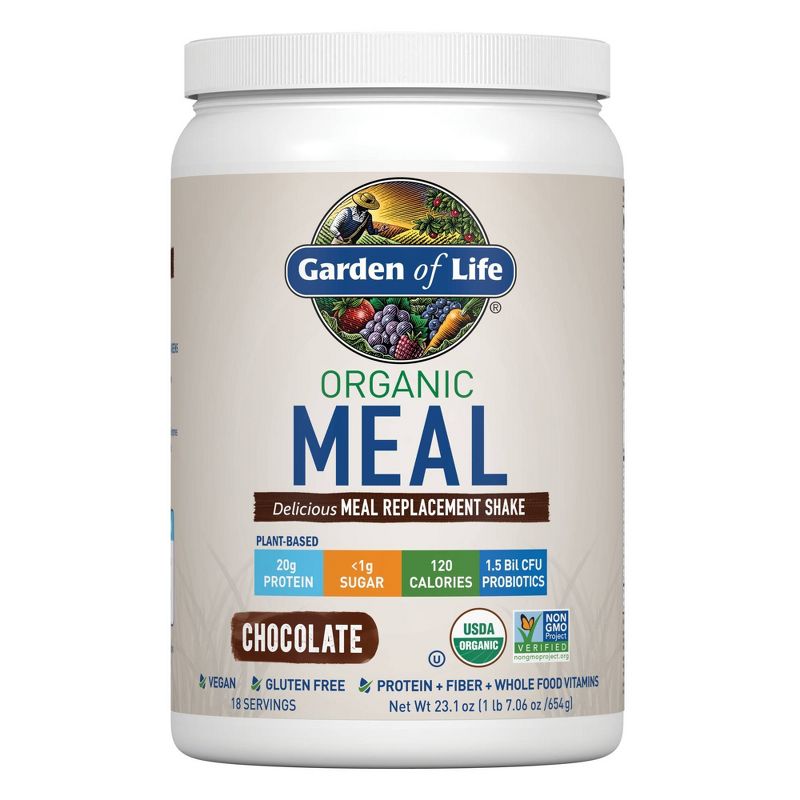 Garden of Life Organic Vegan  Plant Based Meal Replacement Plan Based Shake Mix - Chocolate - 23.1oz, 1 of 10