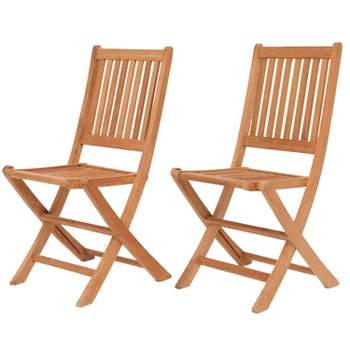London 2pk Patio Wood Folding Chair Set - International Home Miami