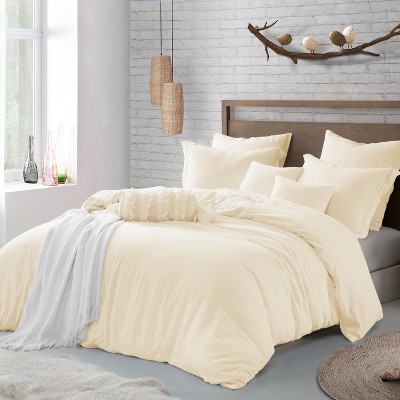 Swift Home | Microfiber Washed Crinkle Duvet Cover Set (Comforter/Duvet Insert Not Included)