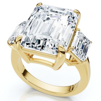Pompeii3 Certified 12Ct Emerald Cut Diamond Engagement Ring 14k Gold/Platinum Lab Created