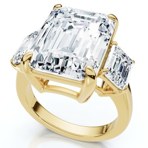Pompeii3 Certified 12Ct Emerald Cut Diamond Engagement Ring 14k Gold/Platinum Lab Created - 1 of 4