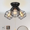 LNC Pyxes 3-Lights 15-in Matte Black Cage Industrial LED Flush Mount Lights - 2 of 4