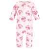 Hudson Baby Infant Girl Premium Quilted Coveralls, Blush Rose Leopard - 3 of 4