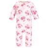 Hudson Baby Infant Girl Premium Quilted Coveralls, Blush Rose Leopard - image 3 of 4