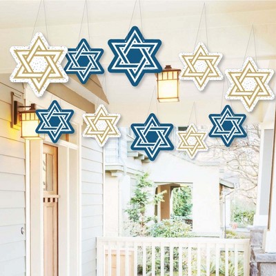 Big Dot of Happiness Hanging Happy Hanukkah - Outdoor Hanging Decor - Chanukah Party Decorations - 10 Pieces