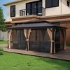 Tangkula 12' x 20' Double-Roof Hardtop Gazebo w/ Galvanized Steel Roof Netting Curtains - 3 of 4