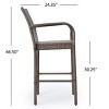 DSVIMOY Counter and Bar Stool Modern Rattan Barstools with Powder Coated Metal Frame for Patio, Brown, 40.5"*23.25"*12" - 3 of 4