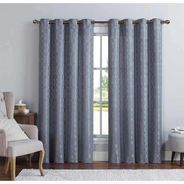 Vcny Home Madrid Jacquard Curtain Panel Silver Jaquard Curtain