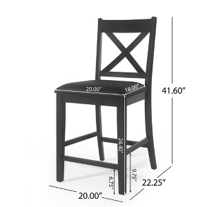 Upholstered Counter Stools Set of 2, Farmhouse X-Back Design with Rubberwood Frame and Comfortable Seating for Kitchen or Bar - 1 of 4