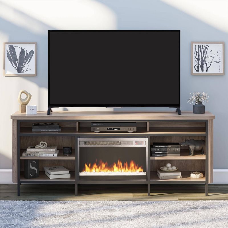 Dexdale Electric Fireplace and TV Stand for TVs up to 75&#34; Walnut - Room &#38; Joy, 3 of 11