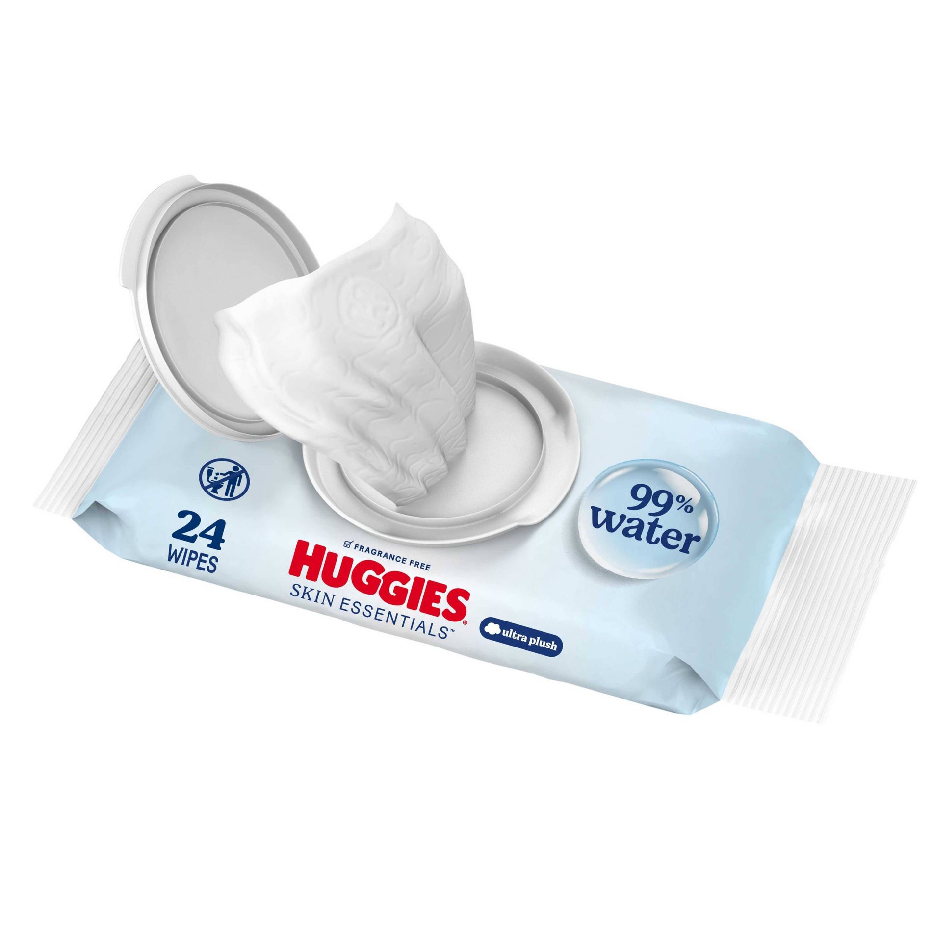 Huggies Skin Essentials Luxury Unscented Baby Wipes - 24ct - 1pk: Whole Body, Pull-Out Dispenser, Travel Size