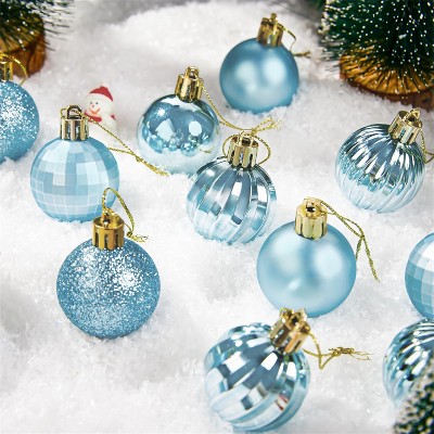 Joyfy Christmas Ornaments, Christmas Tree Decorations Indoor, 24 Pcs Baby Blue 1.6" Shatterproof Hanging Balls for Tree & Wreath Xmas Decor