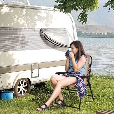 Beige Zero Gravity Folding Outdoor Chair with Arms