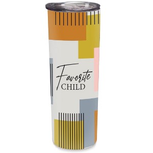 Elanze Designs Favorite Child Multicolored Squares 20 ounce Stainless Steel Travel Tumbler - 1 of 4