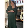 PinkBlush Forest Green Satin Pleated V-Neck Maternity Maxi Dress - 4 of 4