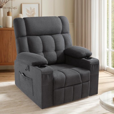 Manual Glider Rocker with Cupholder&Side Pocket for Living Room Nursery
