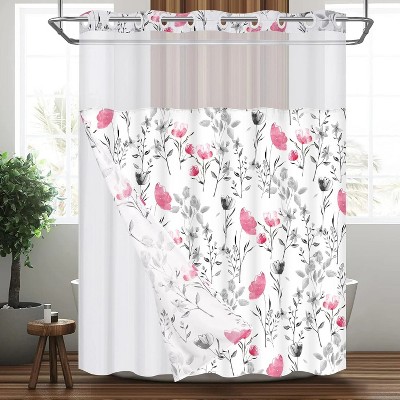 LunaLulinlk Hookless Shower Curtain with Snap in Liner