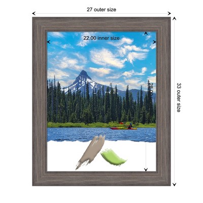 Rustic Weathered Blue-Grey Solid Wood Wall Frame 36" x 30"