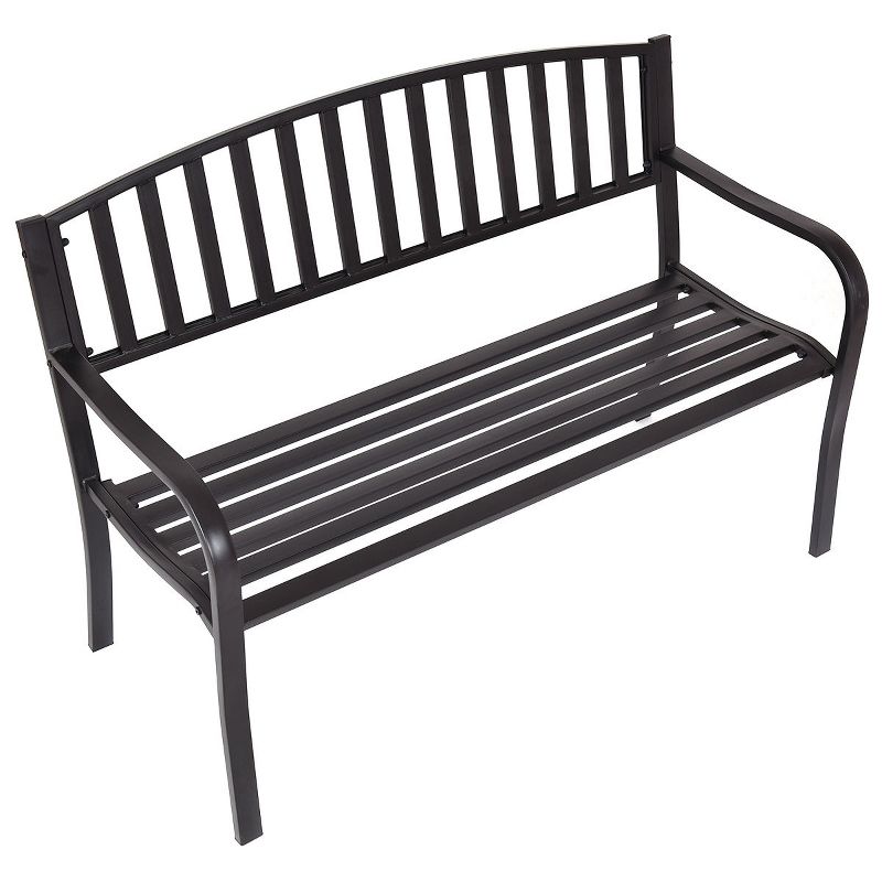 Costway 50'' Patio Garden Bench Park Yard Outdoor Furniture Steel Slats Porch Chair Seat, 4 of 8