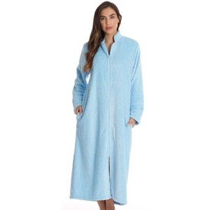 Just Love Womens Plush Zipper Lounger Solid Robe | Long Bathrobe Duster - 1 of 3