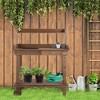 NicBex Outdoor Potting Bench Table with 2 Removeable Wheels Wooden Garden Bench Workstation with Drawer and Large Storage Space - 2 of 4