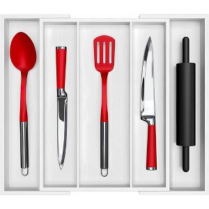 Expandable Silverware Drawer Organizer 7-9 Slots - Bamboo Utensil Organizer 17.5 x 13.5 - 20 - Royal Craft Wood - 1 of 4