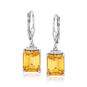 Ross-Simons 5.25 ct. t.w. Citrine and .10 ct. t.w. White Topaz Drop Earrings in Sterling Silver - 1 of 4