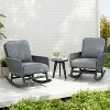 VisioGear Patio Accent Table Sets, 3-Piece Outdoor Table Set with Rocking Chairs, Wooden Accent Table for Patio, Gray, 24.80"*42.52"*31.5" - 3 of 4