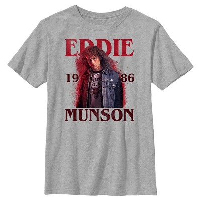 Boy's Stranger Things 1986 Eddie Munson T-shirt - Athletic Heather ...