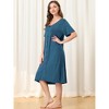 cheibear Women's Nightgown Button Down Short Sleeve Soft Modal Loose Pajama Sleepshirt - 2 of 4