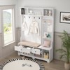 Farmhouse Wood Hall Tree with Shoe Bench and 2 Drawers, 3-in-1 Coat Rack with 4 Hooks for Entrance, Hallway, Mudroom - 3 of 4